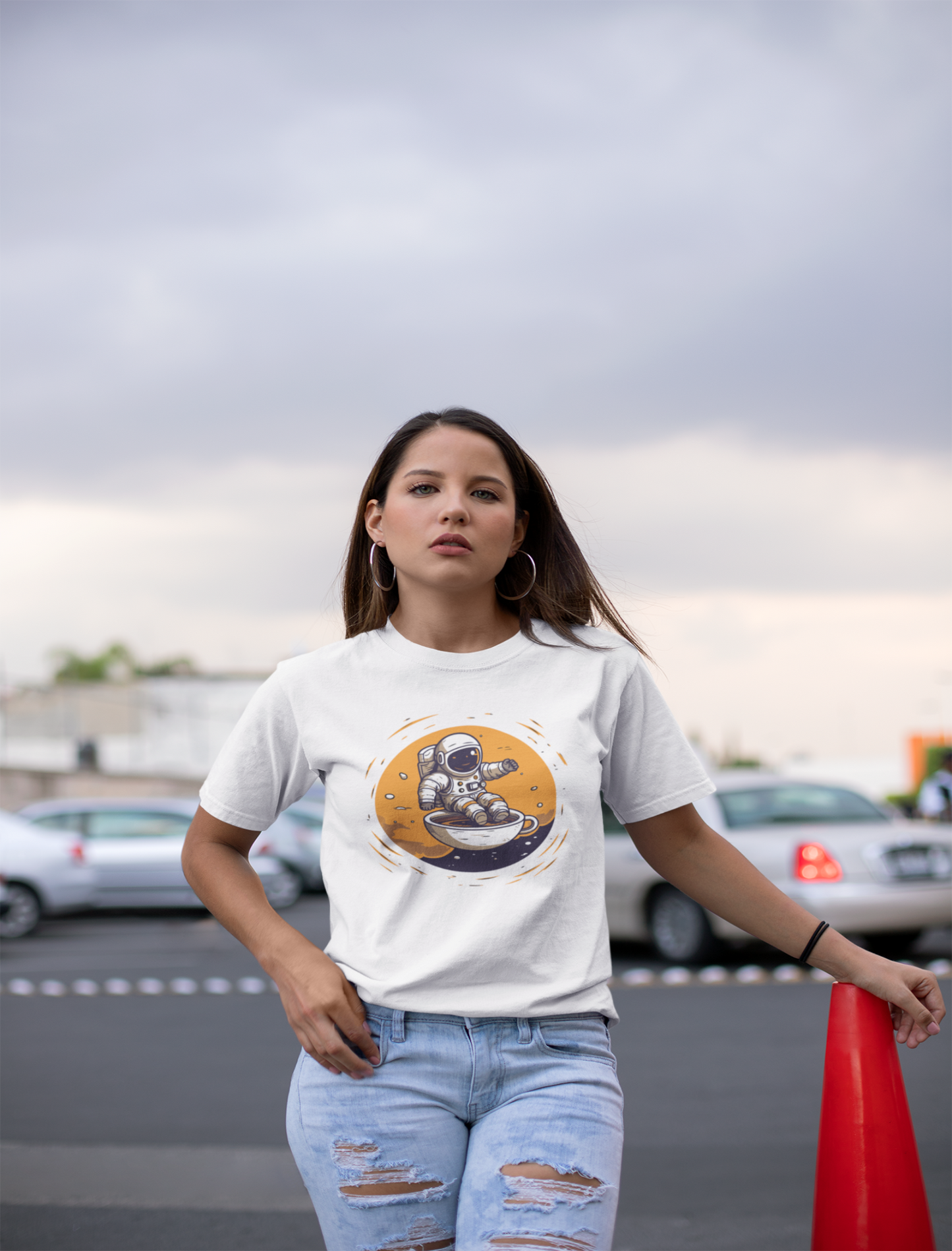 Astronaut In Coffee Cup T Shirt